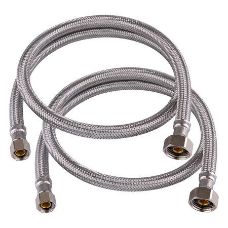 HAUSEN 36-Inch Stainless Steel Faucet Connector 3/8'' C X 1/2"FIP, Faucet Supply Line, 2PK HA-FC-106